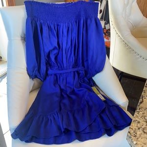 Off the shoulder blue dress